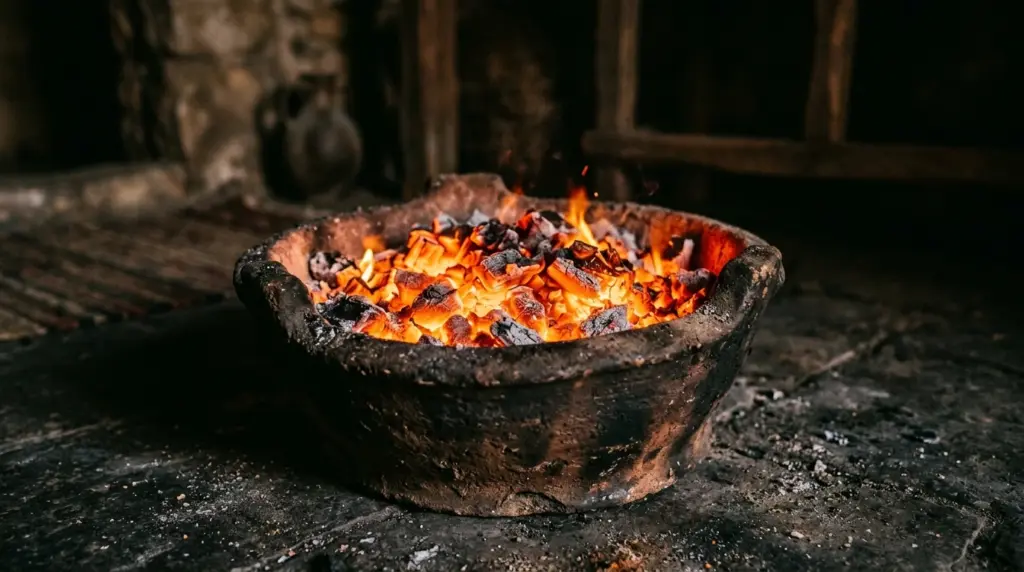 Heaping burnings coals